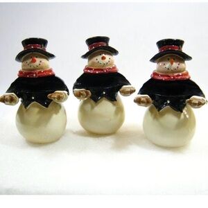 Vintage Christmas Holiday Decor Snowman set Signed 2004 P.I.L  Finely Detailed